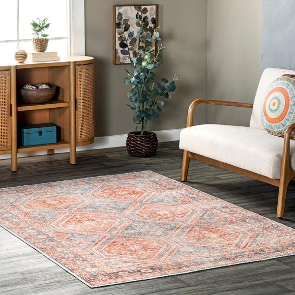 Nuloom Dia Persian Transitional Machine Washable Area Rug Rust