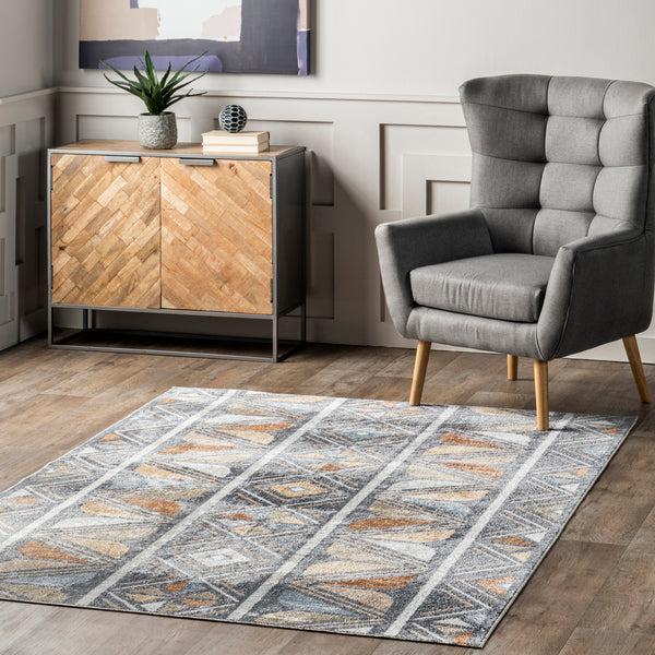Nuloom Dolina Tribal Stripes Machine Washable Area Rug Blue