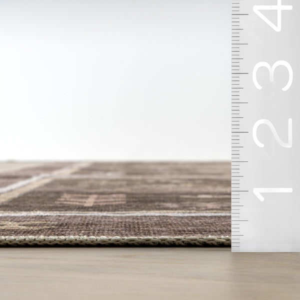 Nuloom Donna SplashGuard Vintage Medallion Machine Washable Area Rug Dark Brown