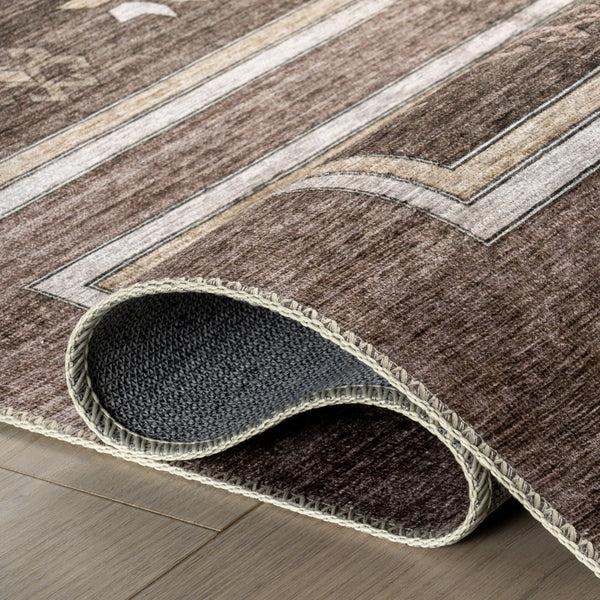 Nuloom Donna SplashGuard Vintage Medallion Machine Washable Area Rug Dark Brown
