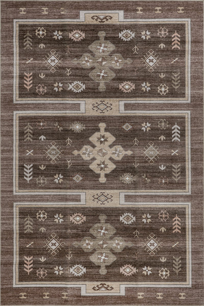 nuloom Donna SplashGuard Vintage Medallion Machine Washable Area Rug Dark Brown