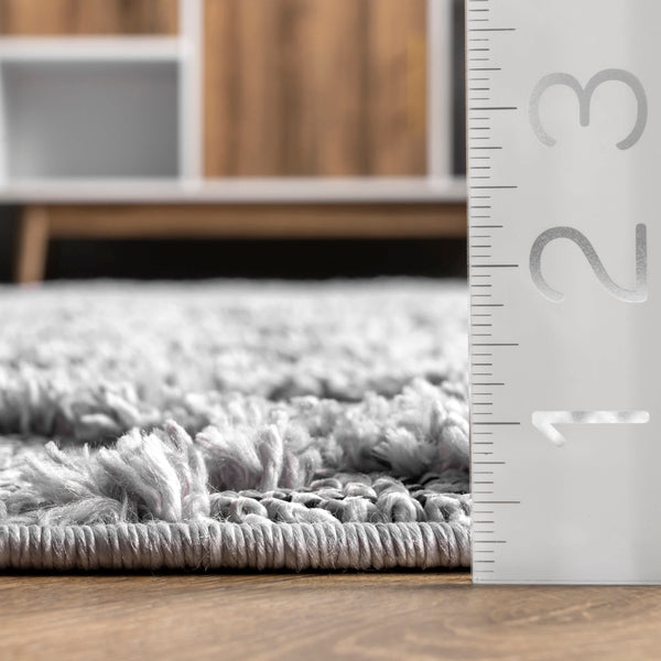Nuloom Dottie Soft Shaggy Textured Trellis Tassel Area Rug Grey
