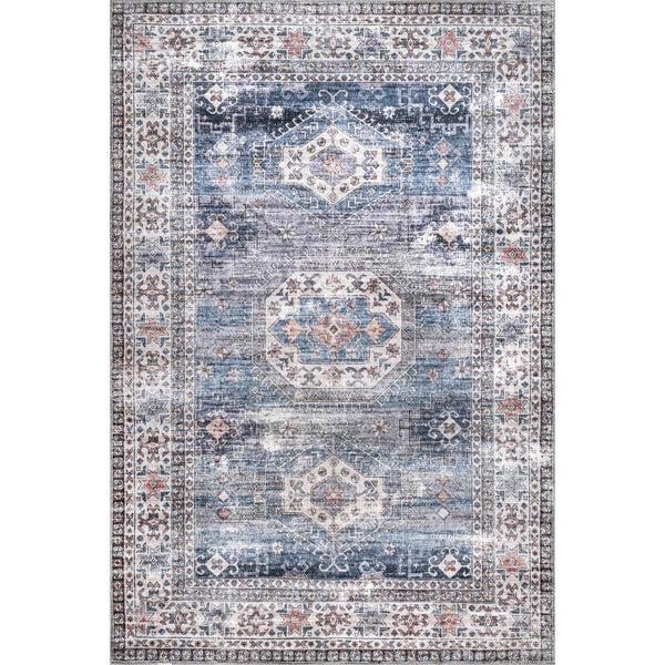 Nuloom Drina Machine Washable Distressed Area Rug Blue