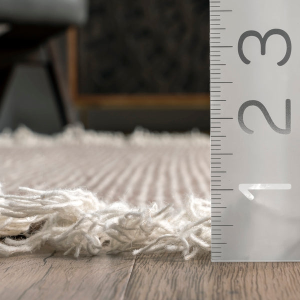 Nuloom Dylan Textured Wool Modern Shaggy Fringe Area Rug Beige