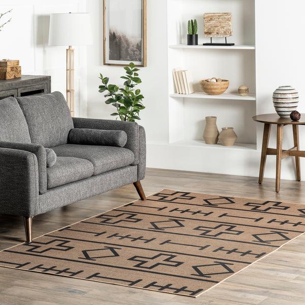 Nuloom Easy-Jute Machine Washable Melony Tribal Area Rug Natural