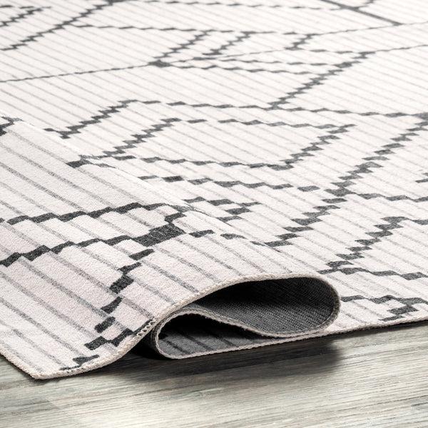 Nuloom Echo Multi Diamond Machine Washable Area Rug Ivory