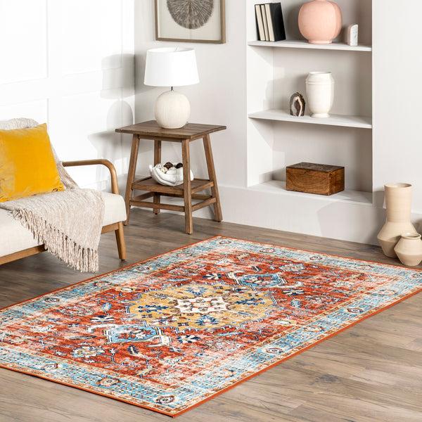 Nuloom Edina Traditional Faded Machine Washable Area Rug Rust