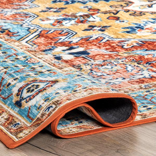 Nuloom Edina Traditional Faded Machine Washable Area Rug Rust
