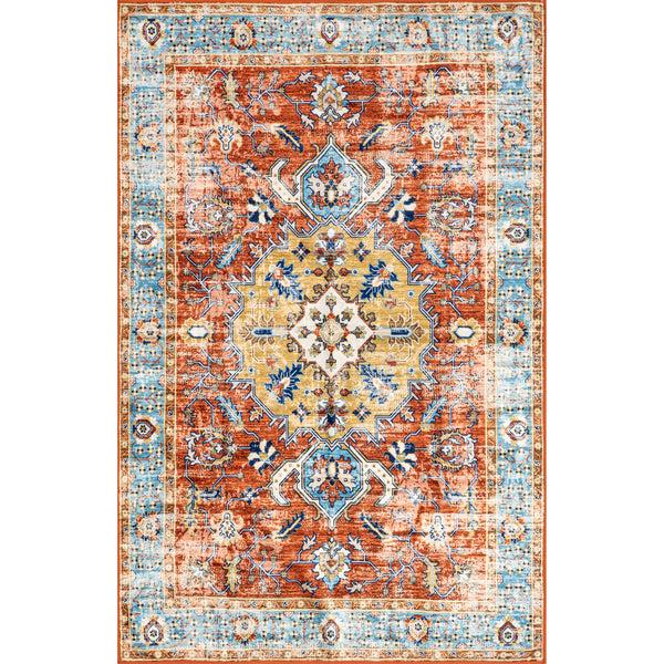 nuloom Edina Traditional Faded Machine Washable Area Rug Rust
