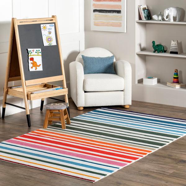 Nuloom Effie Stripes Kids Machine Washable Area Rug Multi