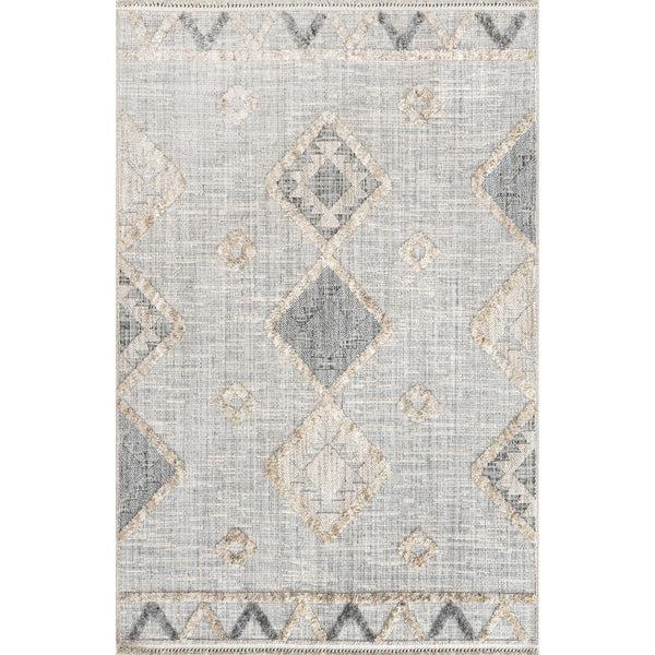 nuloom Eilaria High/Low Diamond Tasseled Area Rug Gray