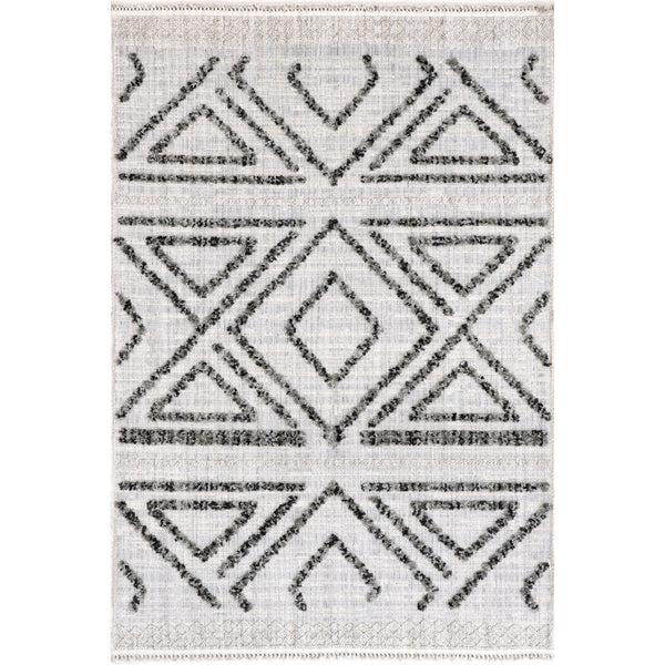 nuloom Eilene Geometric Diamond Tasseled Area Rug Light Gray