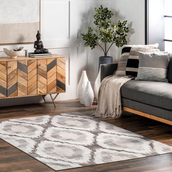 Nuloom Eliise Faded Trellis Machine Washable Area Rug Light Gray