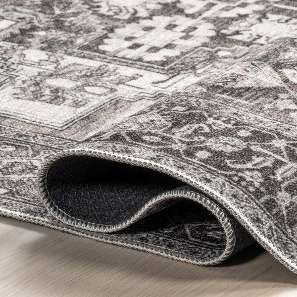 Nuloom Elisabeth SpinClean Medallion Machine Washable Area Rug Grey