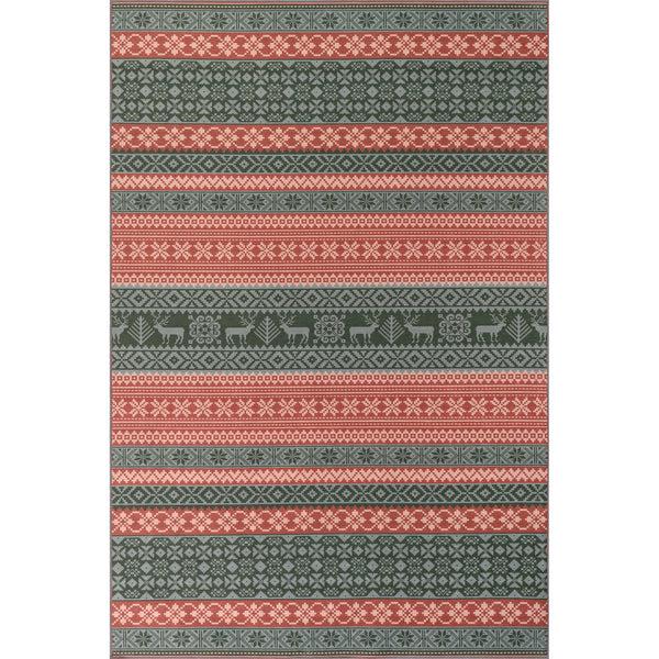 nuloom Ellasandra SplashGuard Graphic Machine Washable Area Rug Red