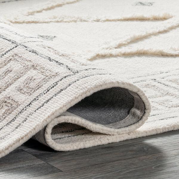 Nuloom Ellsa Mediterranean Diamond Wool Area Rug Ivory