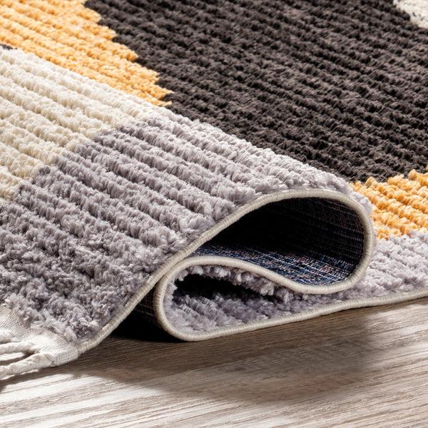 Nuloom Elsea Modern Colorblock Tassel Area Rug Beige