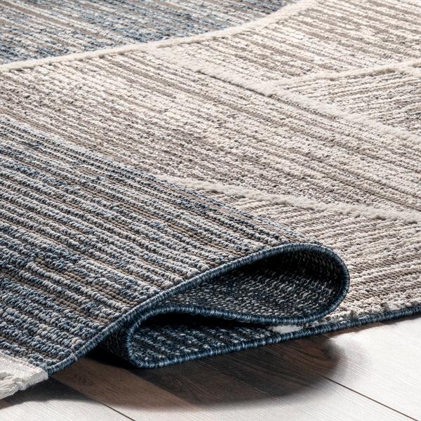 Nuloom Elyna Abstract Knotted Tasseled Area Rug Light Gray