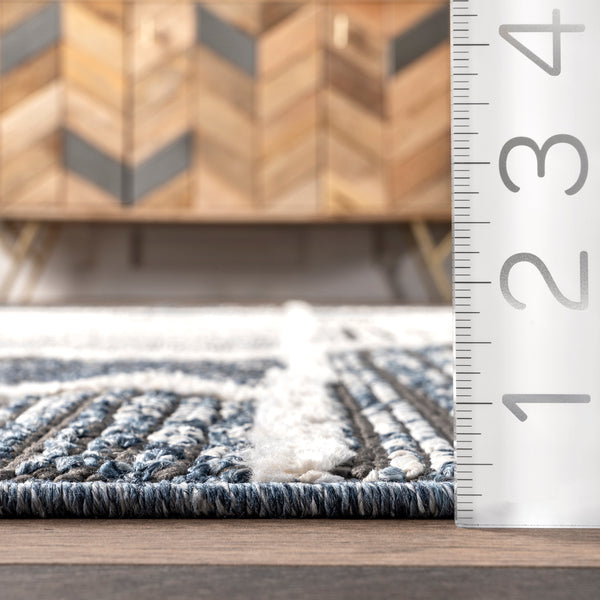 Nuloom Elyna Abstract Knotted Tasseled Area Rug Light Gray