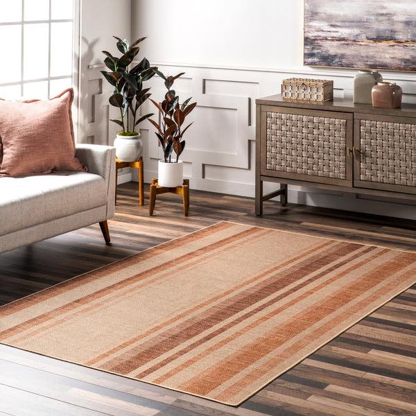 Nuloom Elza Striped Easy-Jute Machine Washable Area Rug Rust
