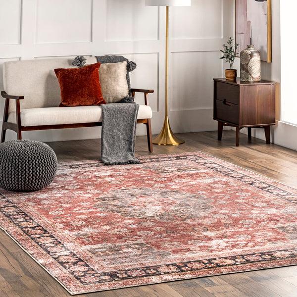 Nuloom Emelina Traditional Persian Machine Washable Area Rug Red