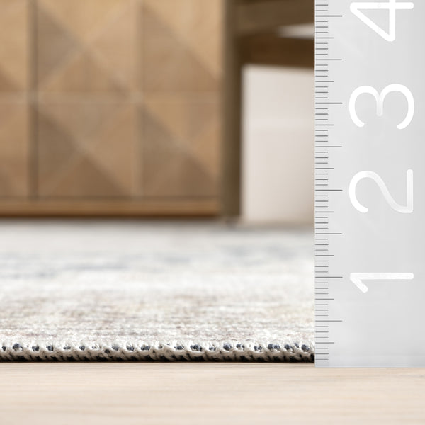 Nuloom Emely SpinClean Medallion Machine Washable Area Rug Beige