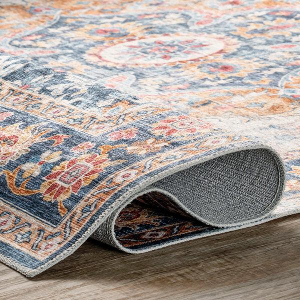 Nuloom Emi Traditional Stain-Resistant Machine Washable Area Rug Blue Multi