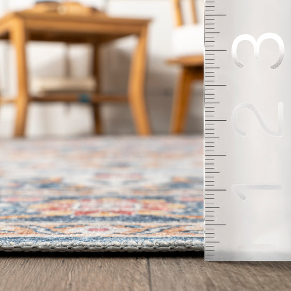 Nuloom Emi Traditional Stain-Resistant Machine Washable Area Rug Blue Multi