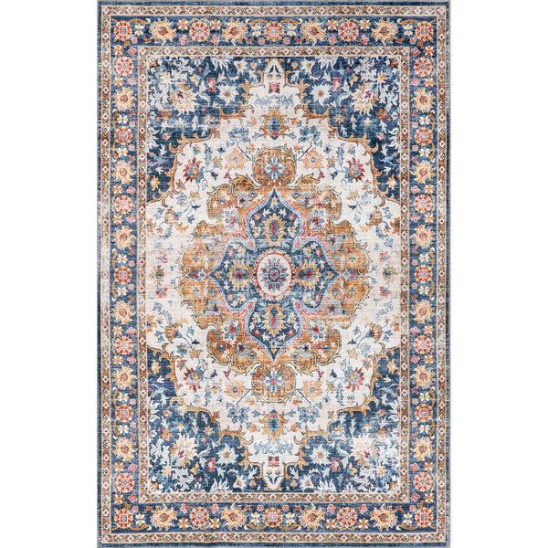 nuloom Emi Traditional Stain-Resistant Machine Washable Area Rug Blue Multi