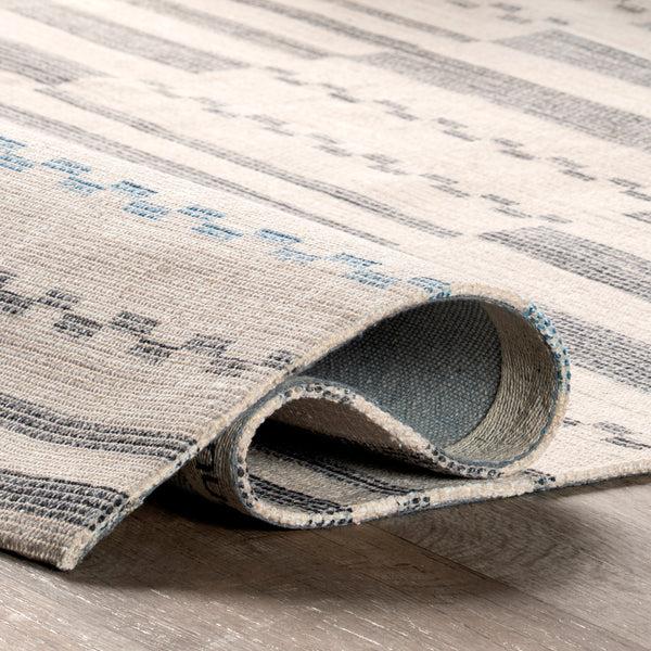 Nuloom Emika Striped Hand Woven Cotton Area Rug Light Gray