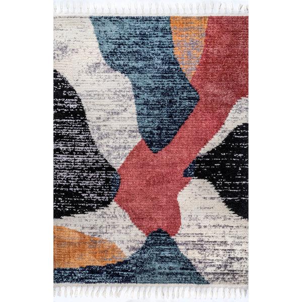 nuloom Emilia Contemporary Abstract Shaggy Tassel Area Rug Blue