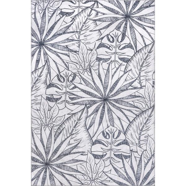 nuloom Emilia Tropical Machine Washable Reverisble Area Rug Navy and Gray