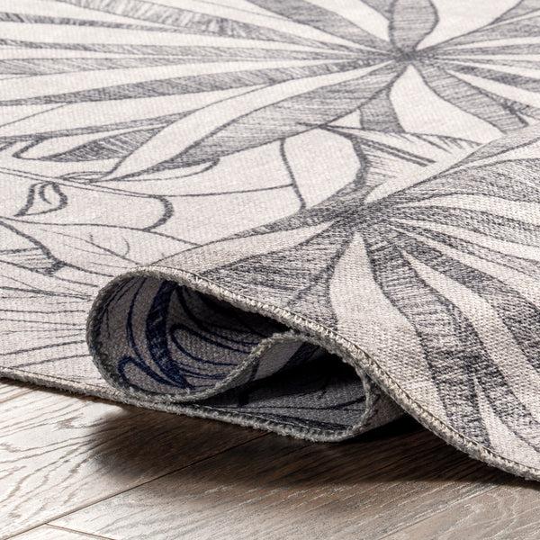 Nuloom Emilia Tropical Machine Washable Reverisble Area Rug Navy And Gray