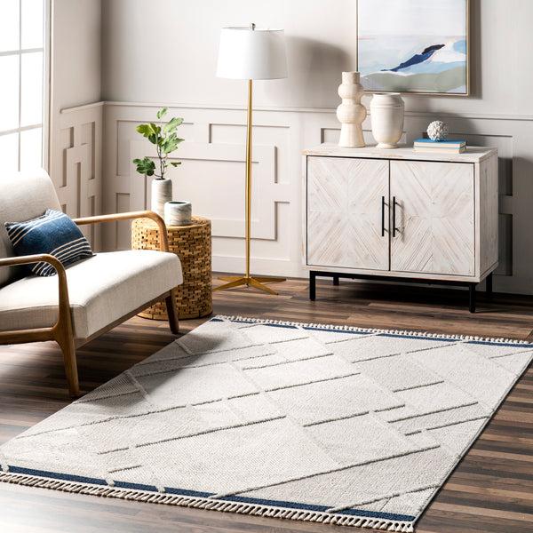 Nuloom Emilie Casual Geometric Tasseled Area Rug Beige