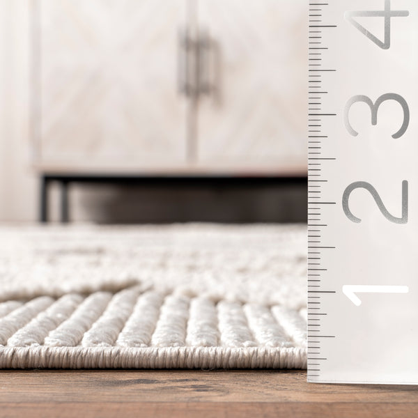 Nuloom Emilie Casual Geometric Tasseled Area Rug Beige