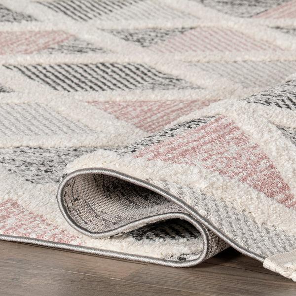 Nuloom Emlyn Diamond Lattice Tasseled Area Rug Gray