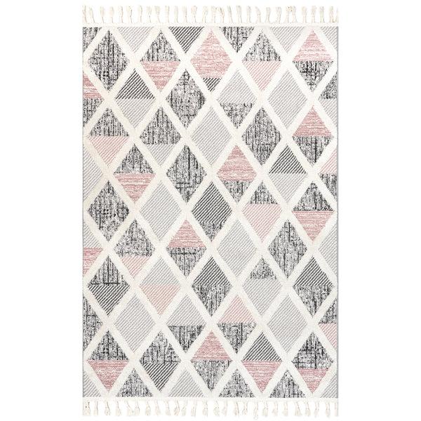 nuloom Emlyn Diamond Lattice Tasseled Area Rug Gray