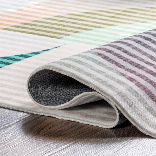 Nuloom Erikka Abstract Striped Kids Machine Washable Area Rug Multi