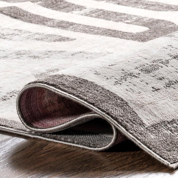Nuloom Erikka Geometric Stripes Machine Washable Area Rug Light Gray