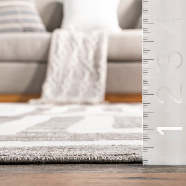 Nuloom Erikka Geometric Stripes Machine Washable Area Rug Light Gray