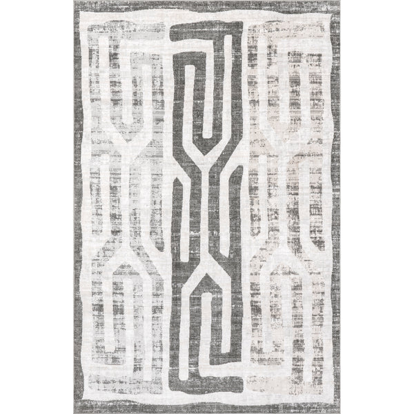 nuloom Erikka Geometric Stripes Machine Washable Area Rug Light Gray
