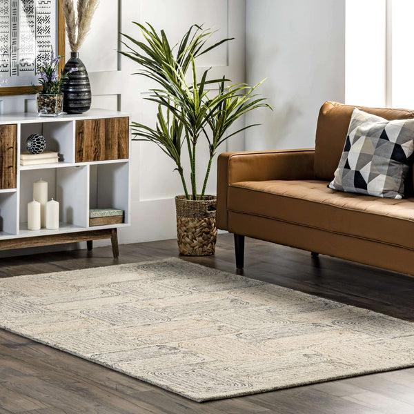 Nuloom Esme Hand Tufted Wool Geometric Tile Area Rug Beige