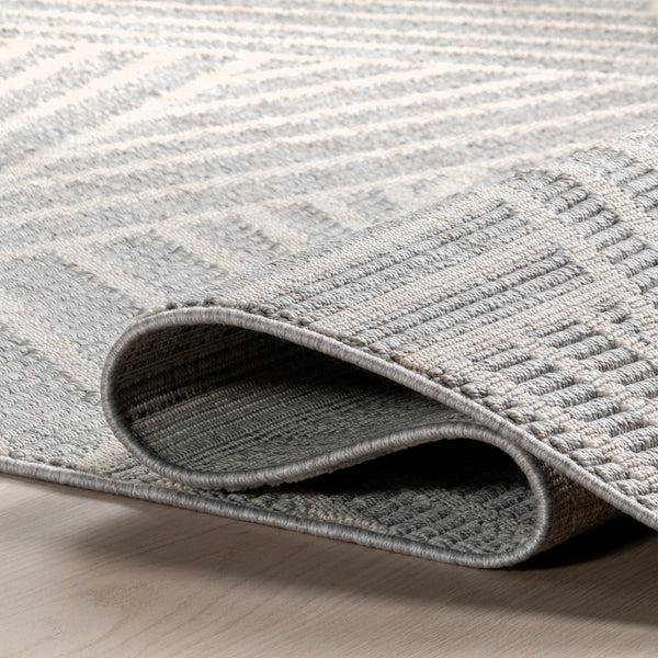 Nuloom Esmeray Modern Geometric Tasseled Area Rug Light Blue