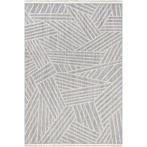 nuloom Esmeray Modern Geometric Tasseled Area Rug Light Blue