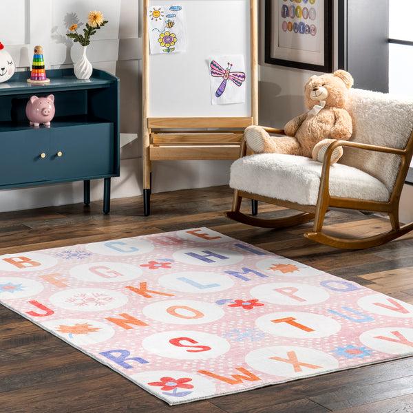 Nuloom Essi Alphabet Machine Washable Kids Area Rug Pink