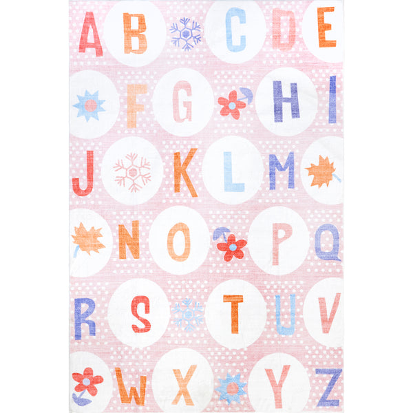 nuloom Essi Alphabet Machine Washable Kids Area Rug Pink