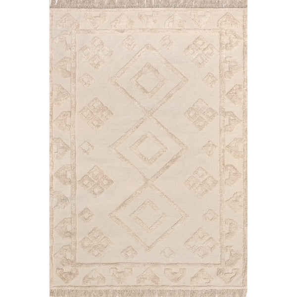 nuloom Esteri Geometric Cotton Tassel Area Rug Beige