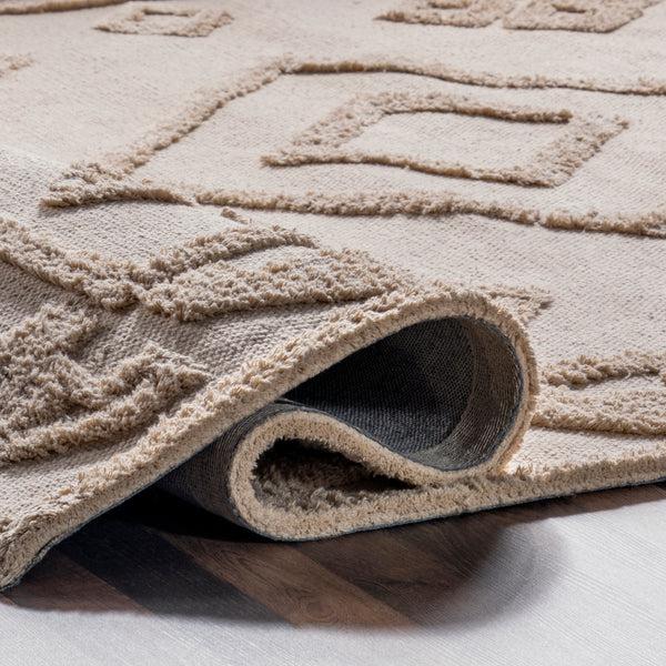 Nuloom Esteri Geometric Cotton Tassel Area Rug Beige