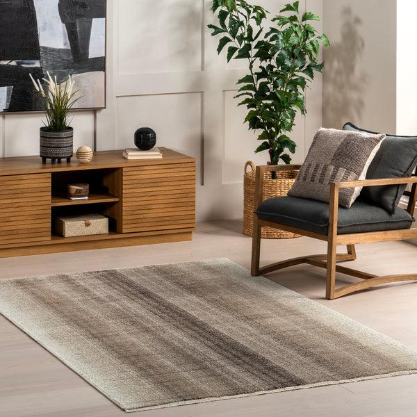 Nuloom Estrella Casual Striped Fringe Area Rug Brown