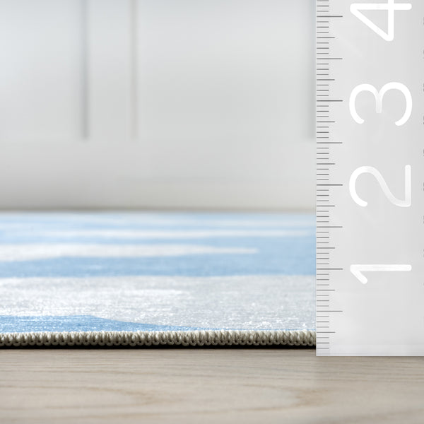 Nuloom Euphrasia Splashguard Traditional Machine Washable Area Rug Light Blue